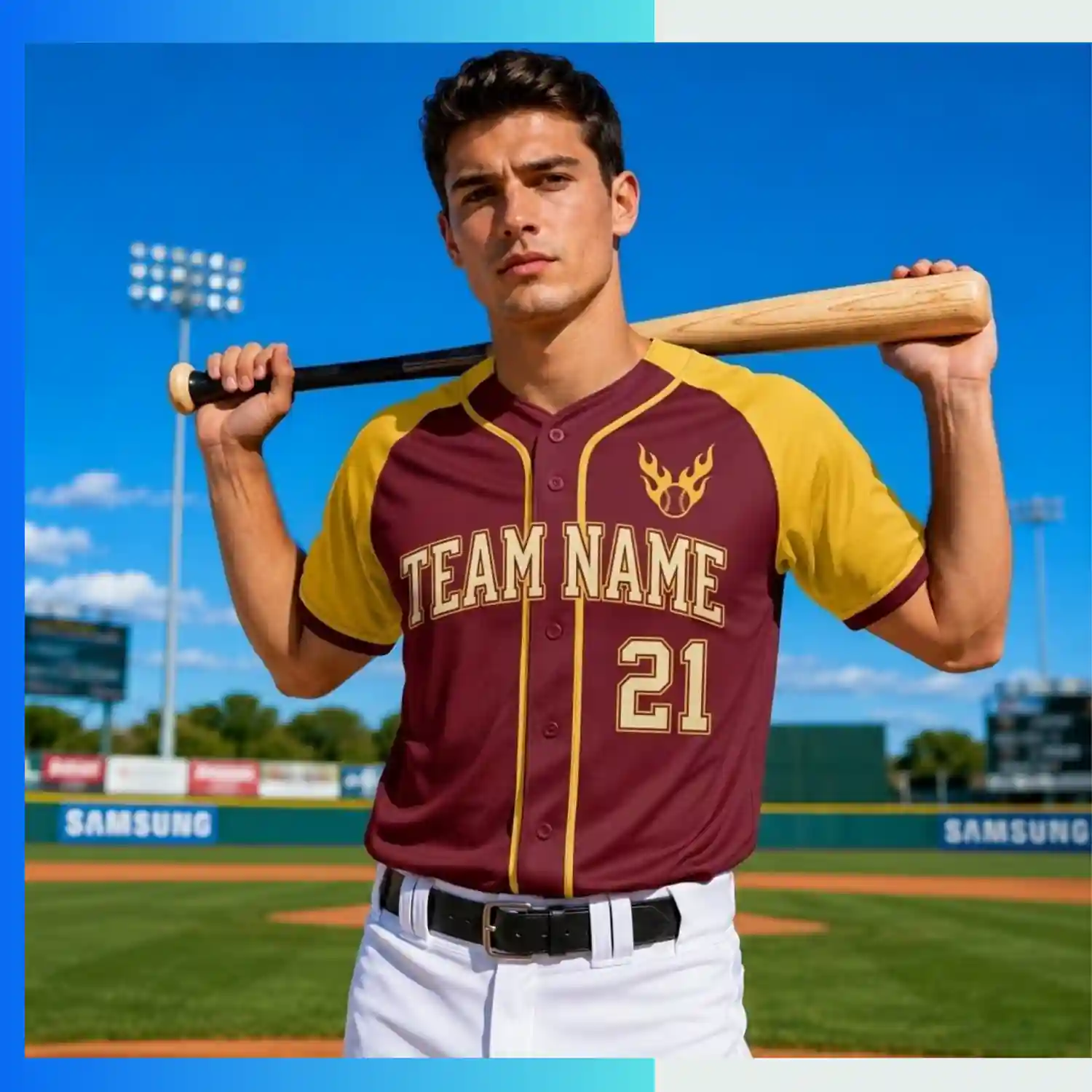 Custom Piped Full-Button Baseball Jersey with Embroidery – Solid Mesh Team Uniform - Image 3