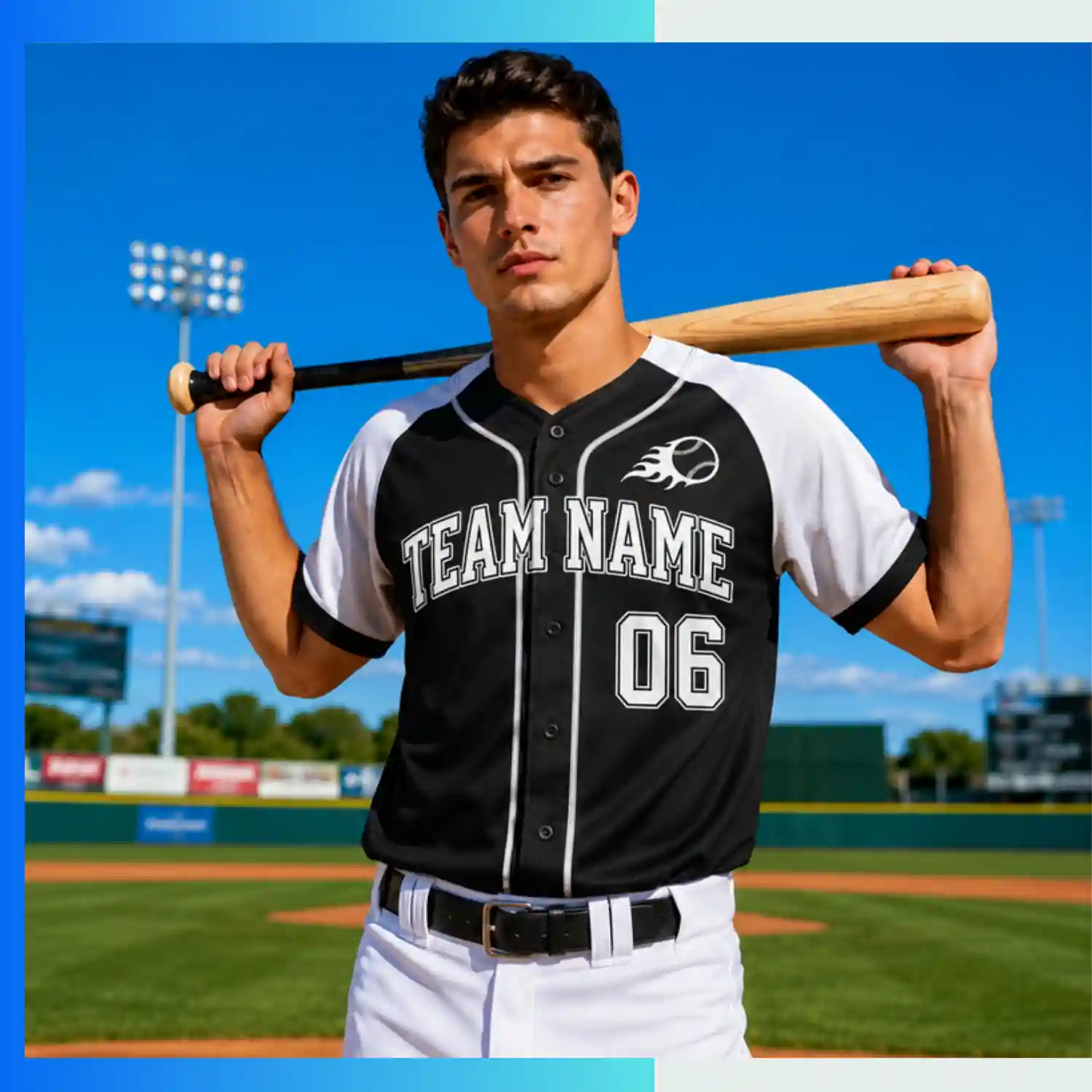 Custom Full-Button Baseball Jersey – 160G Birdseye Mesh Breathable Sublimation Team Uniform - Image 3