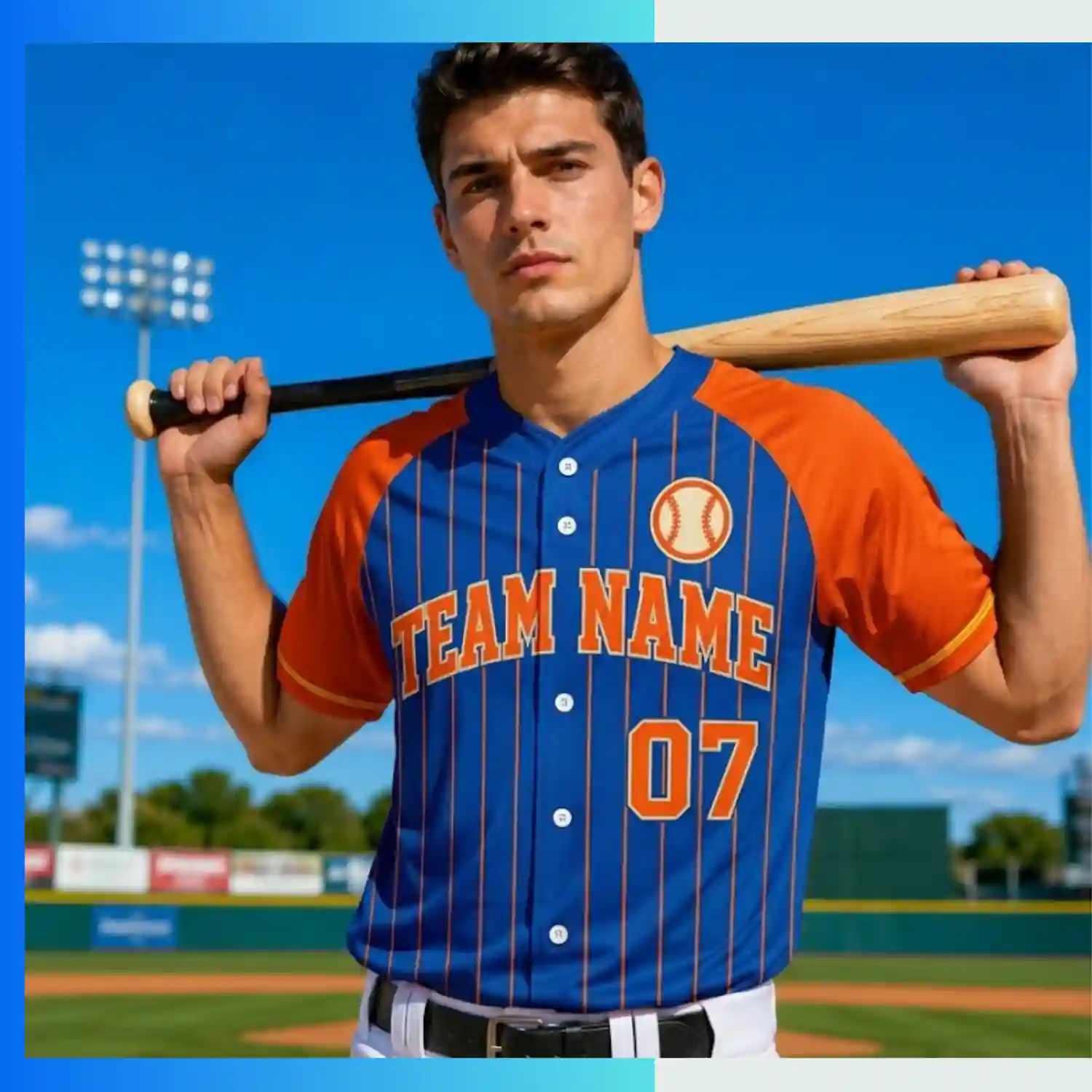 Custom Sublimated & Embroidered Full-Button Baseball Jersey – Premium No Piping Team Uniform - Image 3