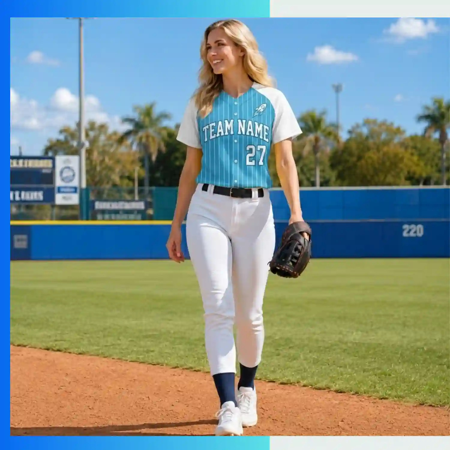 Women’s Custom Full Button Baseball Jersey – 160G Birdseye Mesh Sublimated Team Uniform - Image 3