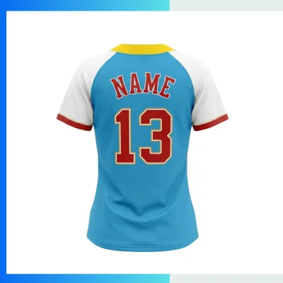 Alternative view of Custom Women’s 2-Button Baseball Jersey – Raglan Sleeve Sublimated Team Uniform (WXS–W4XL)