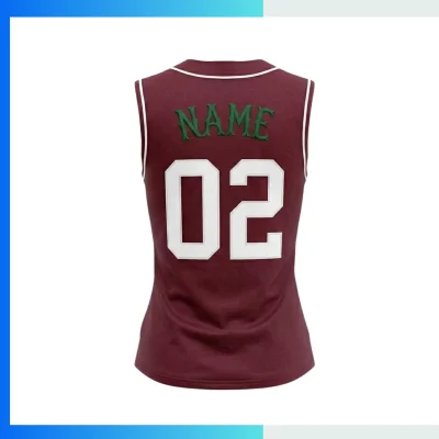 Alternative view of Women’s Sleeveless Baseball Jersey – Full Button Custom Sublimation (WXS–W4XL)