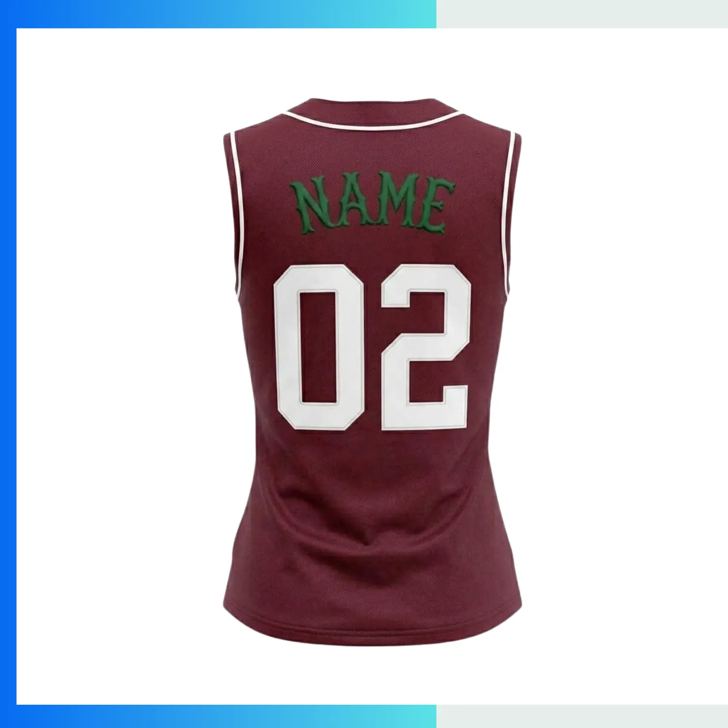 Women’s Sleeveless Baseball Jersey – Full Button Custom Sublimation (WXS–W4XL) - Image 2