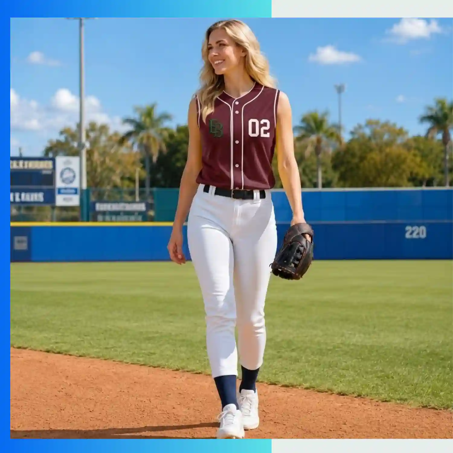 Women’s Sleeveless Baseball Jersey – Full Button Custom Sublimation (WXS–W4XL) - Image 3