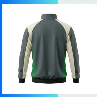 Alternative view of Custom Long Sleeve Satin Quarter Zip Baseball Windbreaker – 3D Embroidery Team Jacket