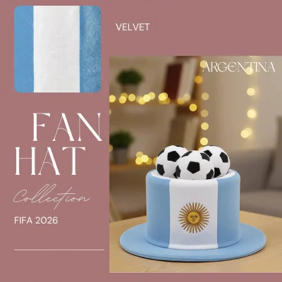 Argentina national team velvet cylindrical top hat fan hat with Argentina flag and sun of may design for FIFA 2026 football matches