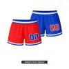 Close-up detail showing reversible design of custom sublimated women's basketball shorts