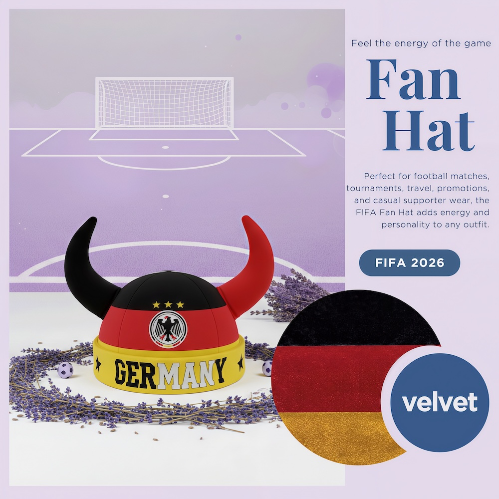 Germany national team velvet viking horn fan hat for FIFA 2026 football matches