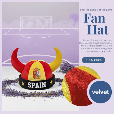 Premium velvet fan hat in plush fabric - SKU NPS-WCP-FAN-020