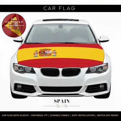 Spain national football team car flag with red-yellow flag and Spanish coat of arms, 68D polyester, universal fit for FIFA 2026 match days
