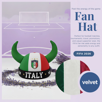 Italy national team velvet viking horn fan hat for FIFA 2026 football matches