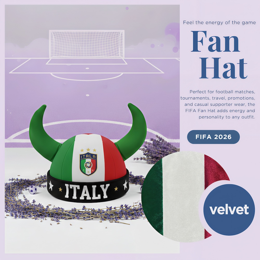 Italy national team velvet viking horn fan hat for FIFA 2026 football matches