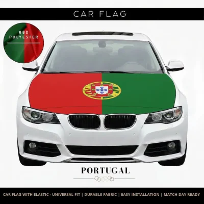 Portugal national football team car flag with green-red national flag and official coat of arms, 68D polyester, universal fit for FIFA 2026 match days