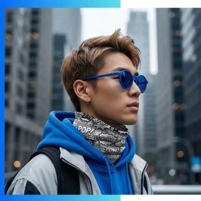 Alternative view of Custom Single Layer Cotton Bandana with Ear Loop | 25×42cm | 95% Cotton / 5% Spandex | One Color Screen Printing