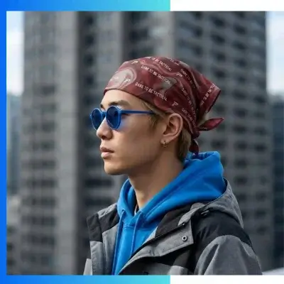 Alternative view of Custom Cotton Bandana 25×48cm – 95% Cotton / 5% Spandex One Color Screen Printed Scarf