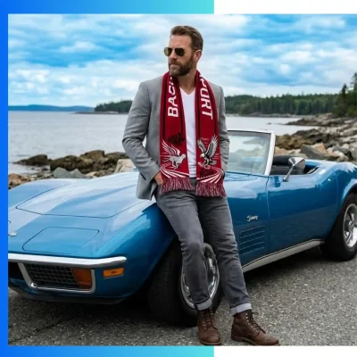 Alternative view of Premium Soft Knitted Jacquard Scarf with Tassels – 90% Acrylic 10% Spandex Custom 7-Color Winter Scarf