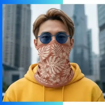 Alternative view of Custom Semi Double Layer Cotton Bandana 25×48cm – 12cm Fold Face Coverage One Color Screen Printed Scarf
