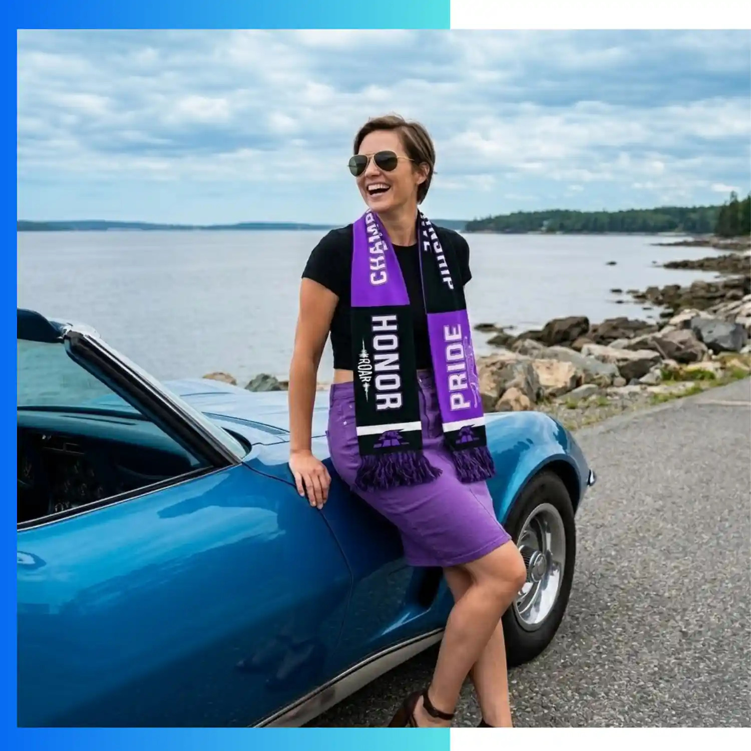 Custom Full Color Dye Sublimation Scarf – Lightweight Polyester Knitted Scarf with Tassels - Image 2