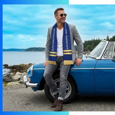Alternative view of Custom Winter Sublimation Scarf – Full Color Dye Sublimation Polyester Flannelette Scarf with Tassels