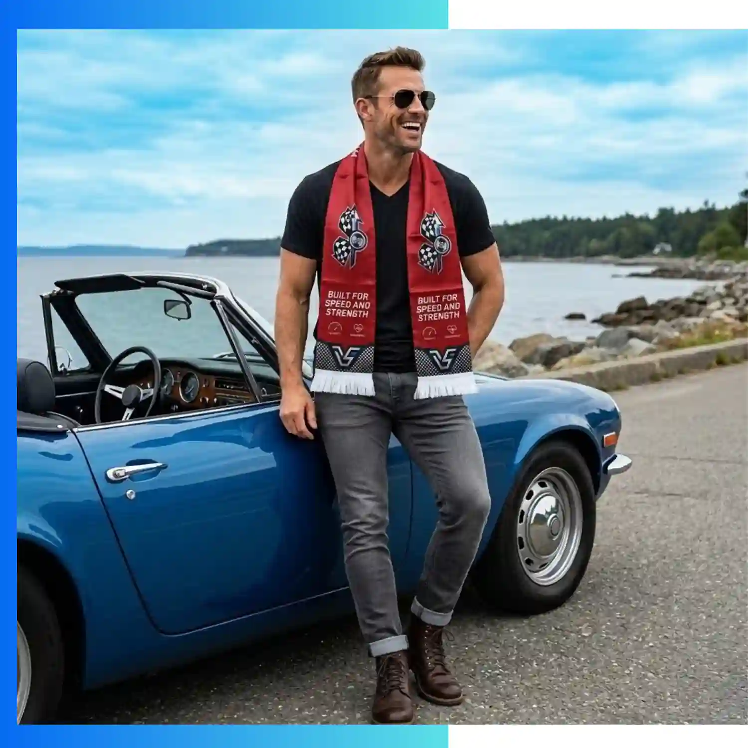Premium Summer Ribbon Scarf – Custom Full Sublimation Lightweight Tassel Scarf - Image 2
