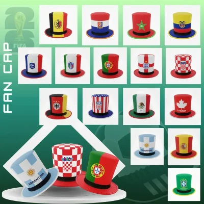 2026 FIFA World Cup national team flag novelty top hat, country-themed party hat for soccer fans