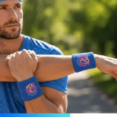 Alternative view of Custom Embroidered Solid Color Stretch Wristbands – Cotton Blend Sports Sweatbands
