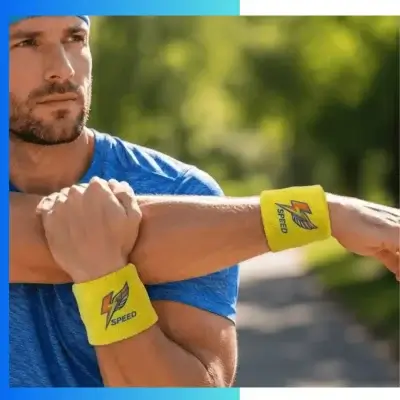 Alternative view of Custom Embroidered Stretch Wristbands – Solid Color Cotton Blend Sports & Promotional Wristbands