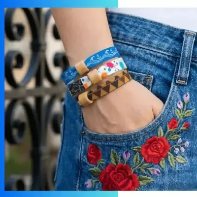 Alternative view of Custom Bamboo Fiber Wristbands – Eco-Friendly Natural Wristbands with Screen Printing & Bamboo Buckle