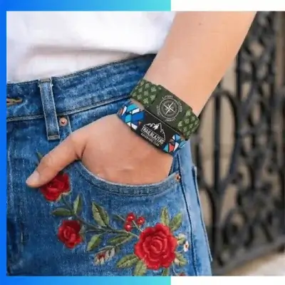 Alternative view of Custom Elastic Cloth Wristbands with IC Card Pocket – RFID Access Control Sublimation Wristbands