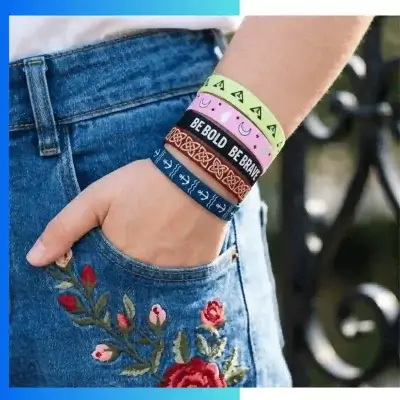 Alternative view of Custom Polyester Jacquard Woven Wristbands with Buckle Closure – Durable Event & Festival Access Bands