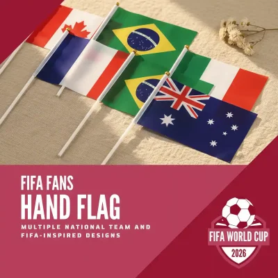 68D polyester custom hand flag 14x21cm full color sublimation printing for sports event parade rally