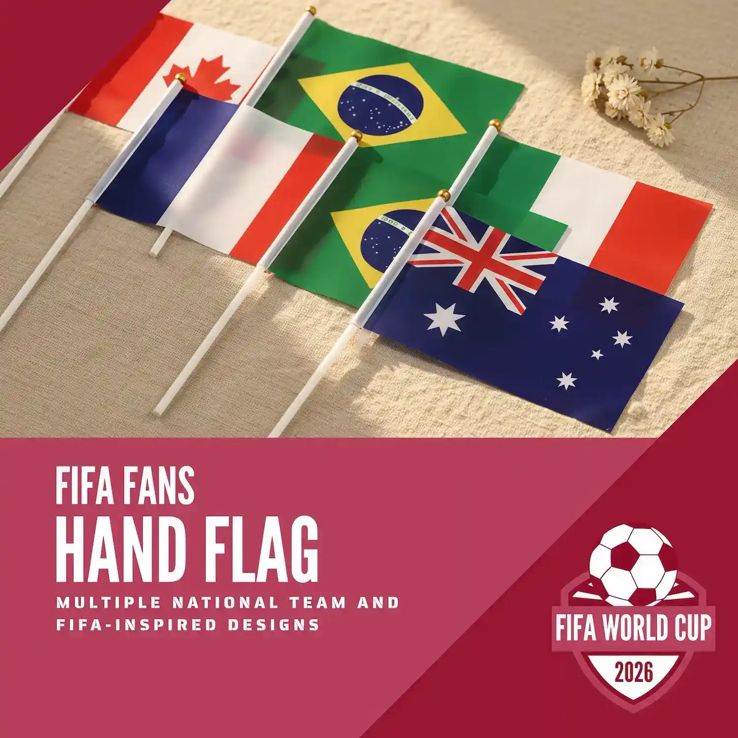 68D polyester custom hand flag 14x21cm full color sublimation printing for sports event parade rally