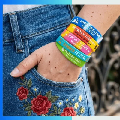 Alternative view of Custom Silicone Wristbands with One-Color Screen Printing – Solid Color Logo Rubber Bracelets for Events & Promotions