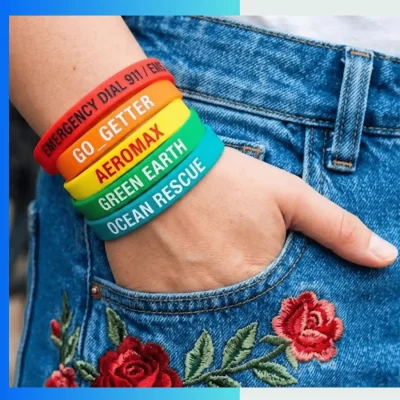 Alternative view of Custom Silicone Wristbands with Ink Filled Debossed/Embossed Logo – Solid Color Promotional Bracelets