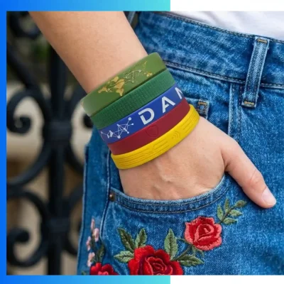 Alternative view of Custom Silicone Wristbands – Debossed & Embossed Logo No Ink Promotional Bracelets