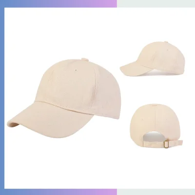 Off-white cotton unstructured cap 6-panel relaxed crown 7cm pre-curved visor single buckle closure