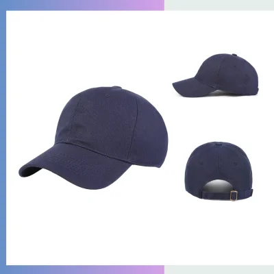 Unstructured cotton soft top cap 6-panel relaxed crown 7cm pre-curved visor single buckle closure