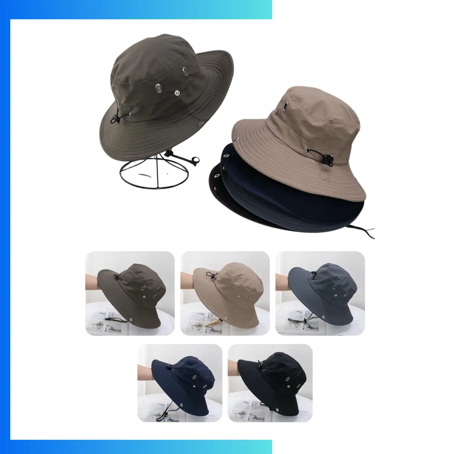 Taslon Speed Dry Bucket Hat with Drawstring – Custom Embroidery & Heat Press Outdoor Sun Hat