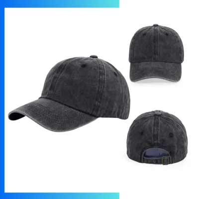 Alternative view of Washed Vintage 6-Panel Unstructured Baseball Cap – Pre-Washed Cotton Dad Hat with Adjustable Buckle Strap