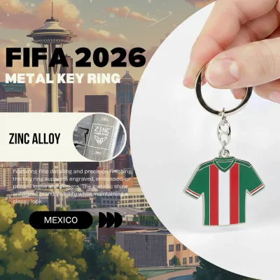 2026 FIFA World Cup Mexico jersey zinc alloy key ring, Mexico soccer team keychain for fans