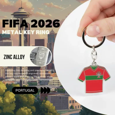 2026 FIFA World Cup Portugal jersey zinc alloy key ring, Portugal soccer team keychain for fans