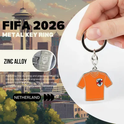 2026 FIFA World Cup Netherlands jersey zinc alloy key ring, Netherlands soccer team keychain for fans