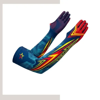 Adult sublimated arm sleeves, 92% nylon 8% spandex, full color custom print for basketball cycling sports