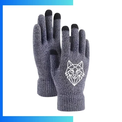Custom Argyle Cold Resistance Gloves with 2-Finger Touchscreen – Knit Winter Gloves with Woven Label Branding