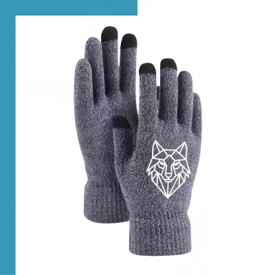 Custom Argyle Cold Resistance Gloves with 2-Finger Touchscreen – Knit Winter Gloves with Woven Label Branding
