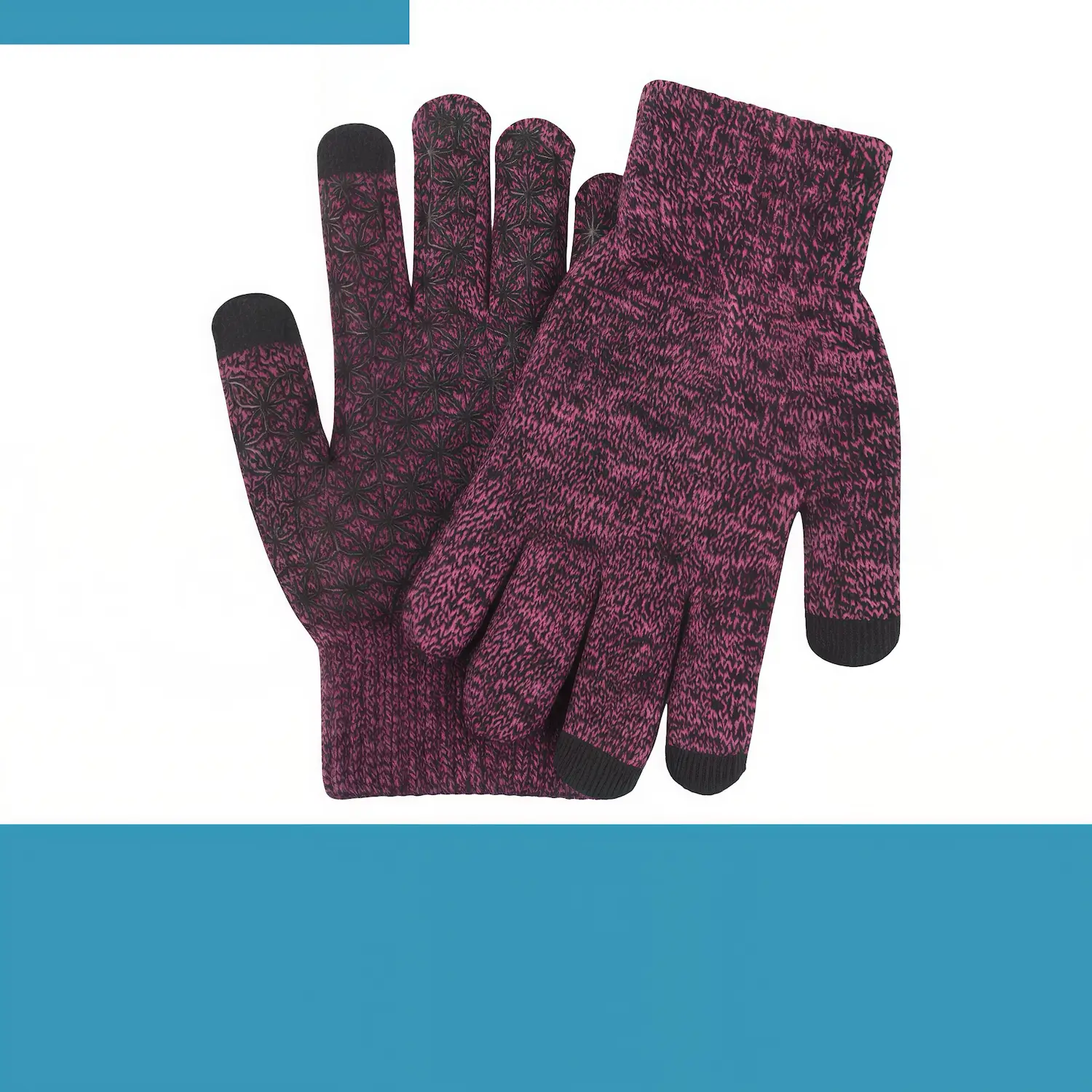 Custom Non-Slip Silicone Grip Gloves with 3-Finger Touchscreen – Acrylic Winter Work & Driving Gloves with Logo