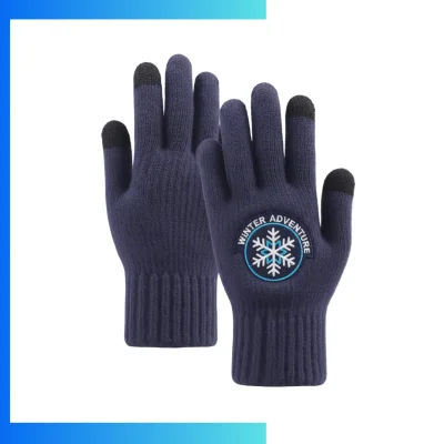 Custom Thick Winter Gloves with 2-Finger Touchscreen – Warm Acrylic Knit Adult Gloves with Logo Branding