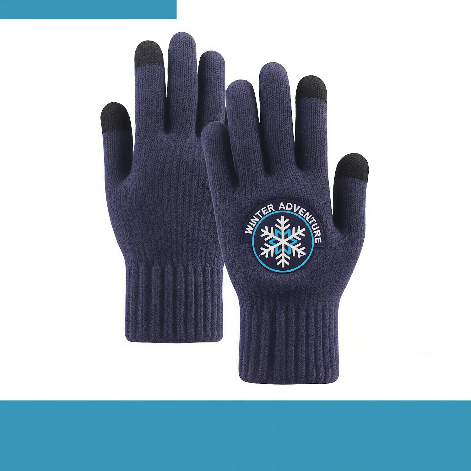 Custom Thick Winter Gloves with 2-Finger Touchscreen – Warm Acrylic Knit Adult Gloves with Logo Branding