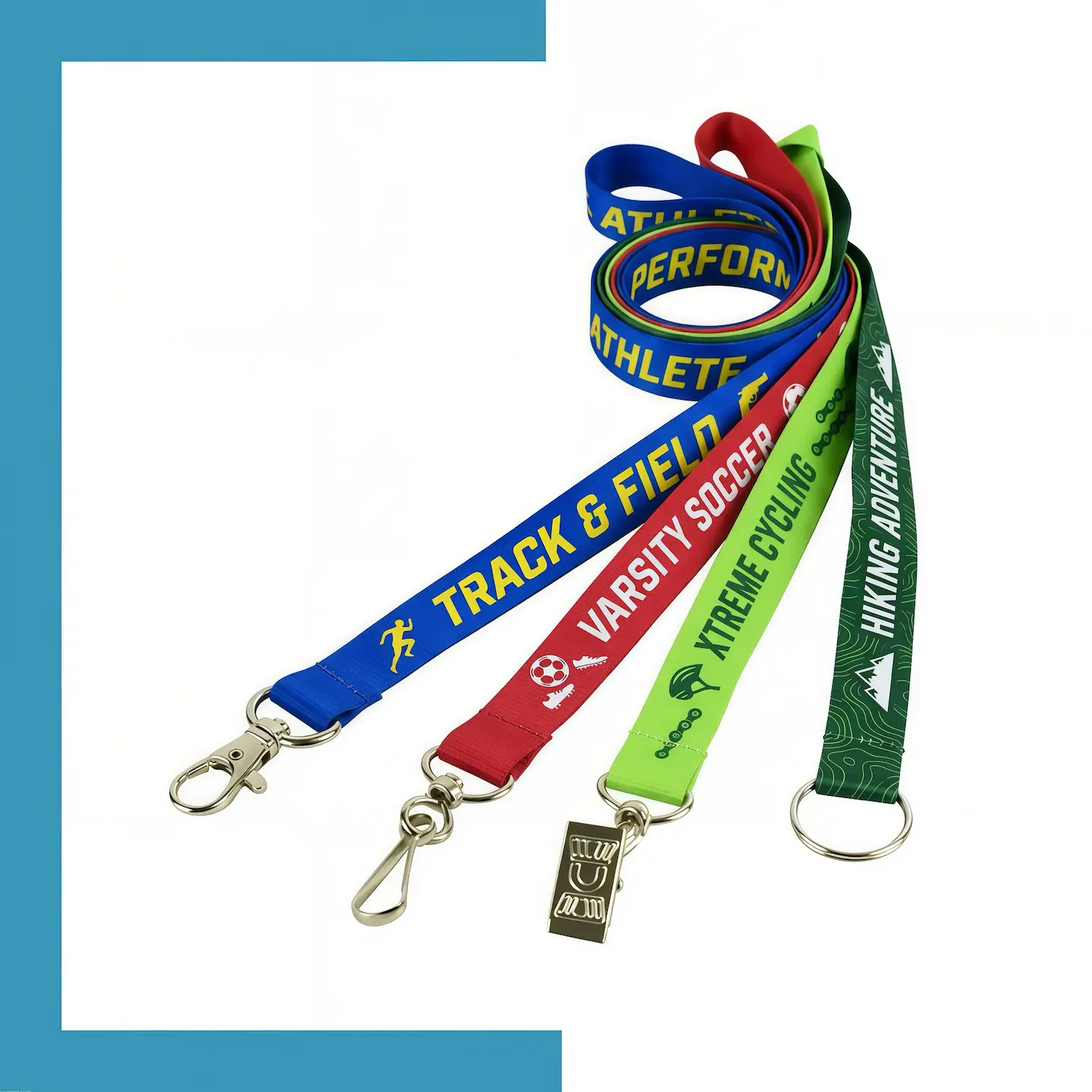 Custom polyester lanyard with screen printing front view - SKU NPS-ACC-LAN-214