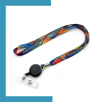 Custom lanyard with retractable reel combo front view - SKU NPS-ACC-LAN-219
